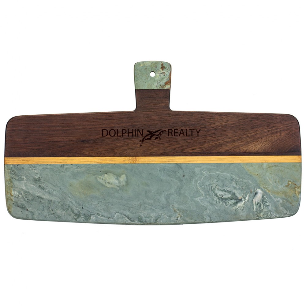Personalized Rock & Branch Slate & Acacia Paddle Serving Board