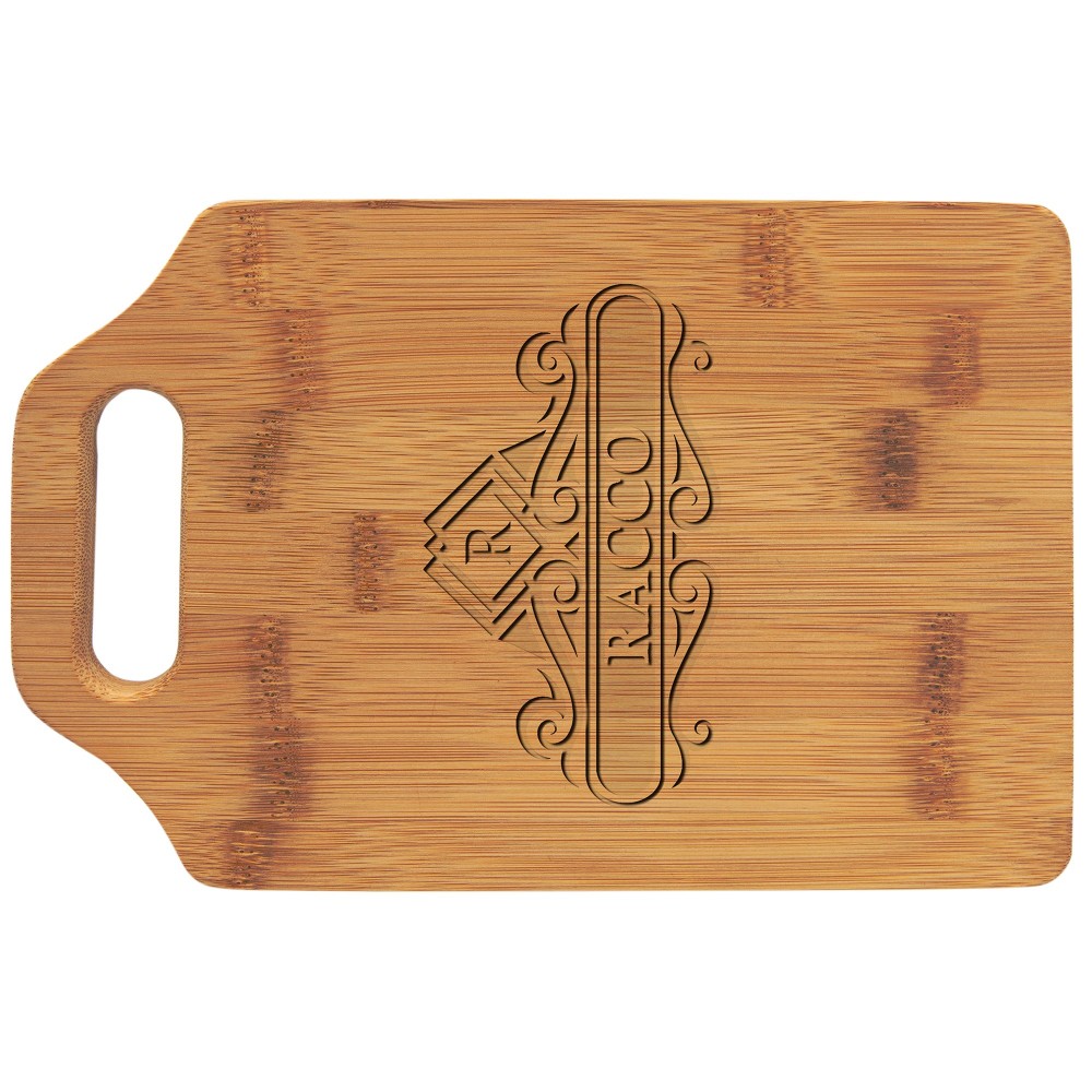 9" x 6" Bamboo Cutting Board with Handle Custom Imprinted 9" x 6" Bamboo Cutting Board with Handle Custom Imprinted