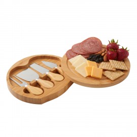 Customized 5-Piece Swivel Top Bamboo Cheese Board Set  Customized 5-Piece Swivel Top Bamboo Cheese Board Set