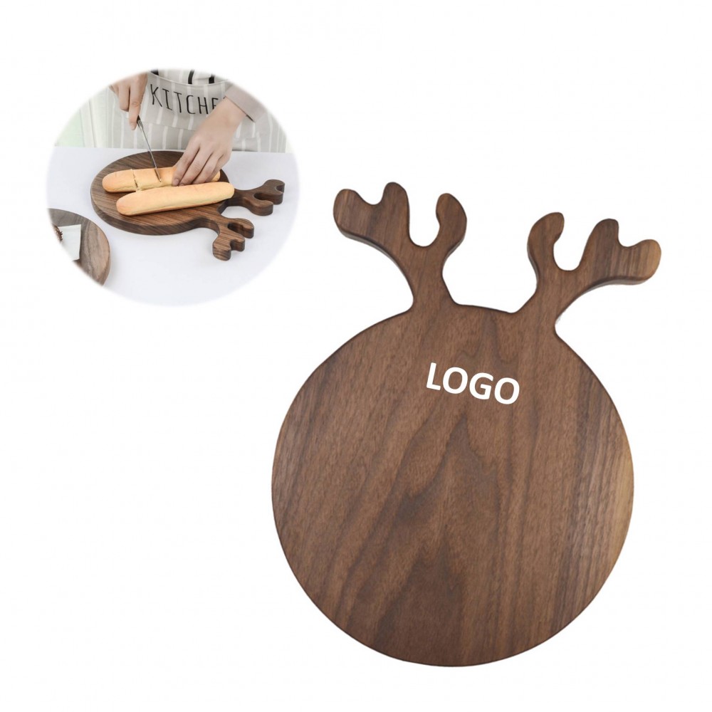 Creative Walnut Wood Antlers Shape Serving Board Custom Imprinted