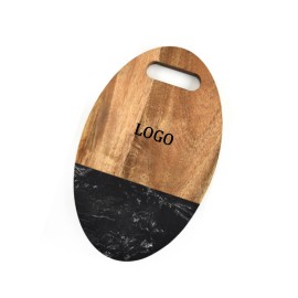 Personalized Round Marble And Wood Cheese Board