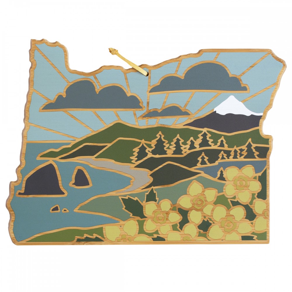 Oregon State Shaped Cutting & Serving Board w/Artwork by Summer Stokes with Logo