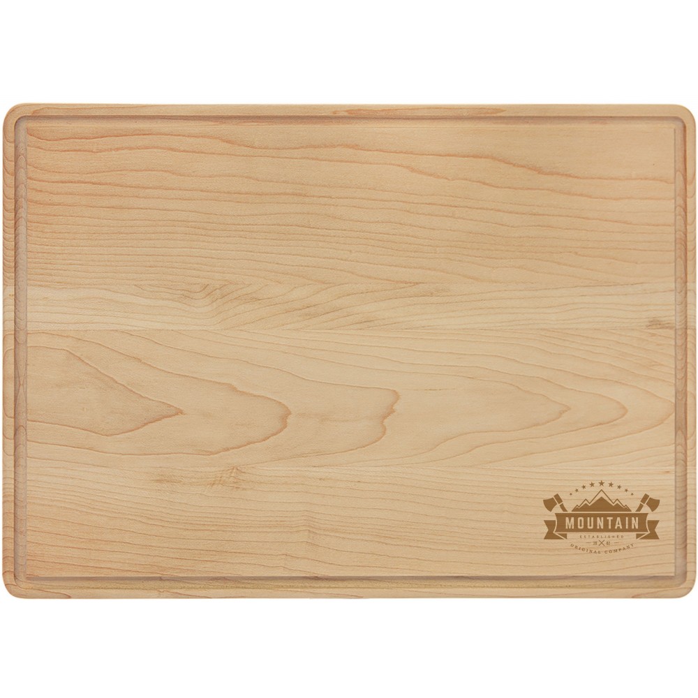 13 3/4" x 9 3/4" Maple Cutting Board with Drip Ring with Logo