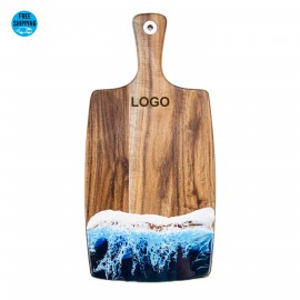 Acacia Wood Resin Serving Board - OCEAN with Logo