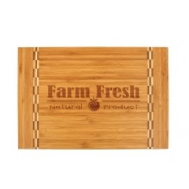 Bamboo Cutting Board w/Butcher Block Inlay (15"x10") with Logo  Bamboo Cutting Board w/Butcher Block Inlay (15"x10") with Logo
