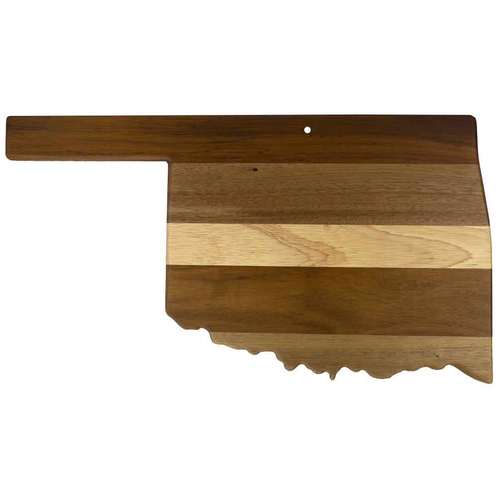 Personalized Rock & Branch Shiplap Series Oklahoma State Shaped Wood Serving & Cutting Board
