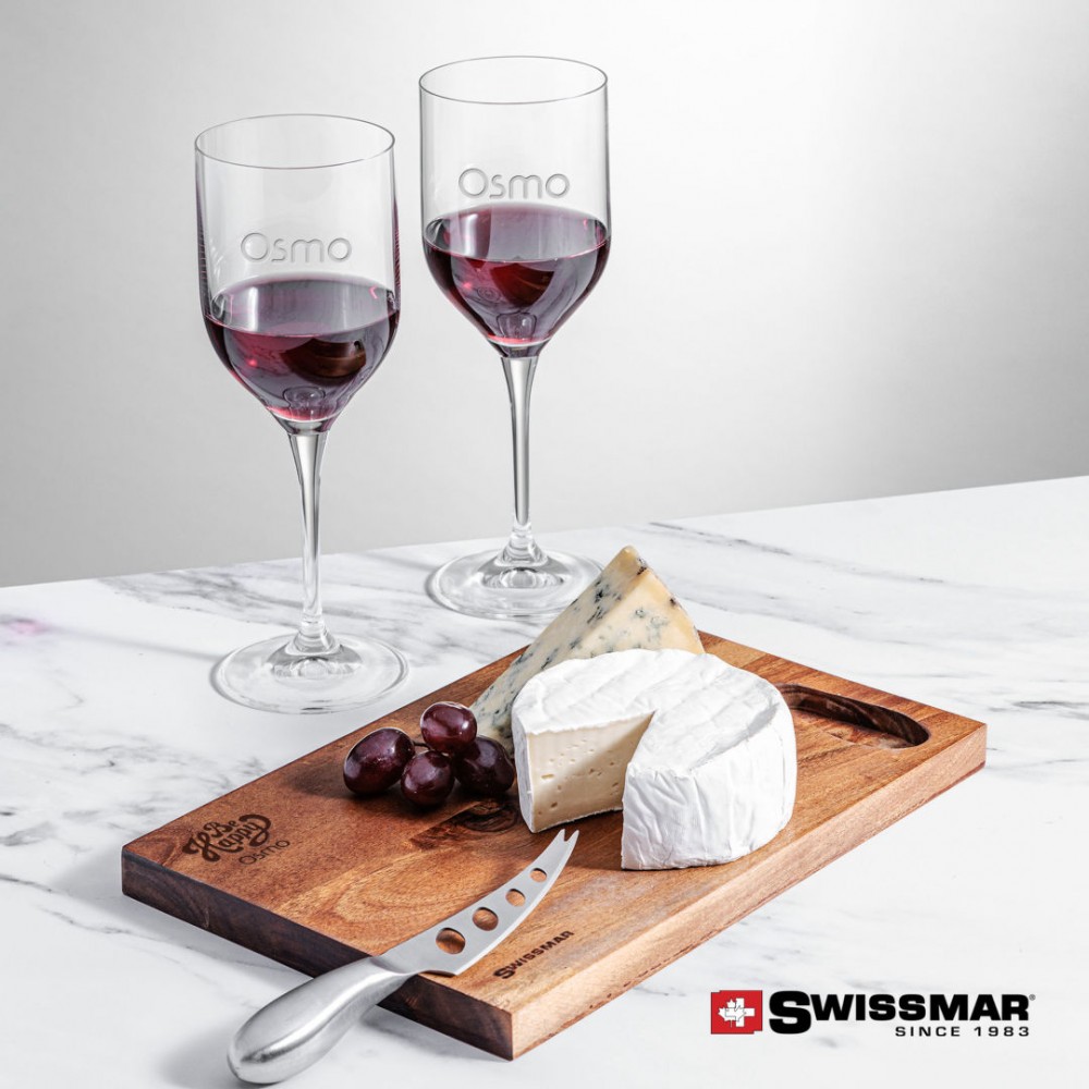 Personalized Swissmar Acacia Board & 2 Belmont Wine
