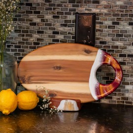 Personalized Oval Acacia Board w/ Holder 14"