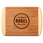 Logo Branded Bamboo Rectangle Shaped Two-Tone Cutting Board, 13-1/2"x9-3/4"