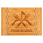 Bamboo Cutting Board w/Butcher Block Inlay (12"x 8 1/4") Custom Imprinted