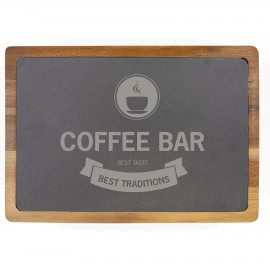Personalized 9" x 13" Acacia Wood with Inlaid Slate Cutting Board