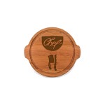 12" Cherry Round Cutting Board w/ Juice Groove & Handles with Logo