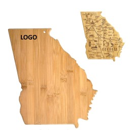 Georgia State Shaped Serving Cutting Board with Logo