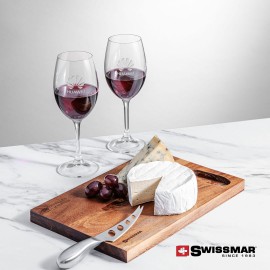 Custom Engraved Swissmar Acacia Board & 2 Naples Wine