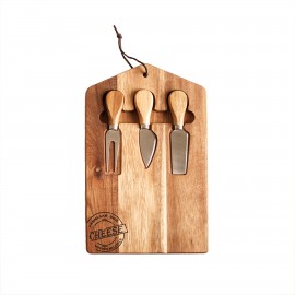 Cheese Board Set with Tempered Glass Knife and Fork with Logo  Cheese Board Set with Tempered Glass Knife and Fork with Logo