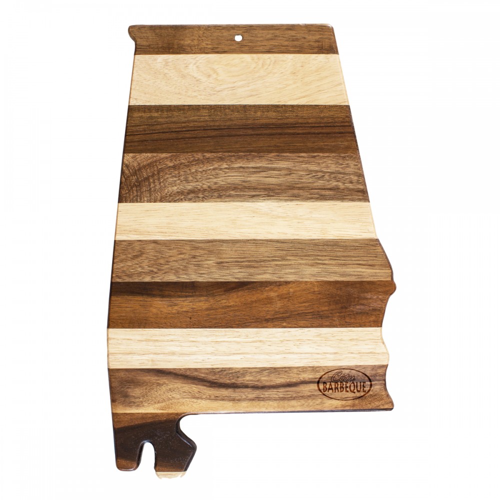 Logo Branded Rock & Branch Shiplap Series Alabama State Shaped Wood Serving & Cutting Board