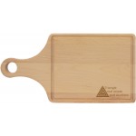 13 1/2" x 7" Maple Cutting Board Paddle Shape with Drip Ring with Logo