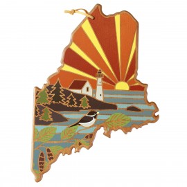 Customized Maine State Shaped Serving & Cutting Board w/Artwork by Summer Stokes