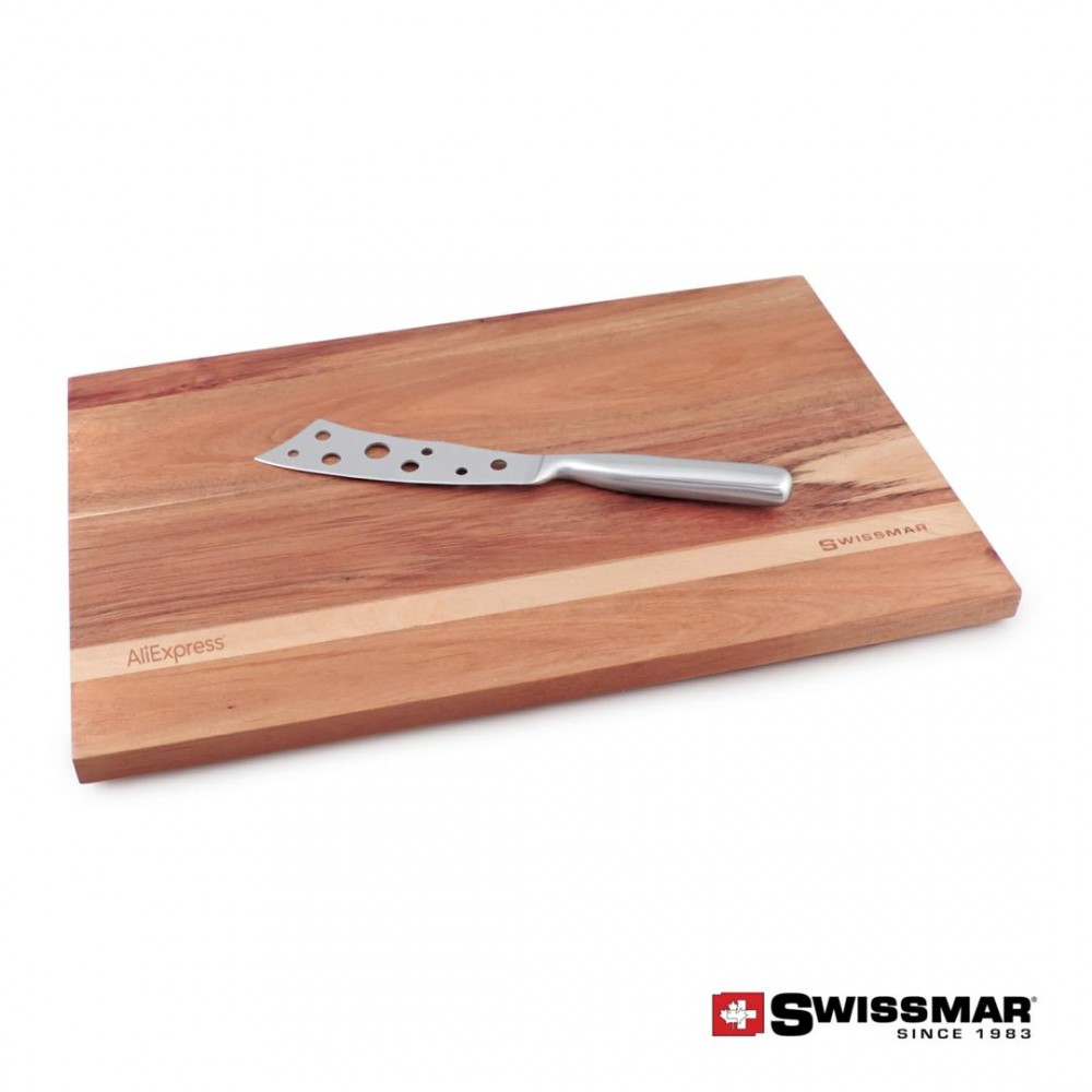 Swissmar Acacia Cutting Board & Cheese Knife Set with Logo Swissmar Acacia Cutting Board & Cheese Knife Set with Logo