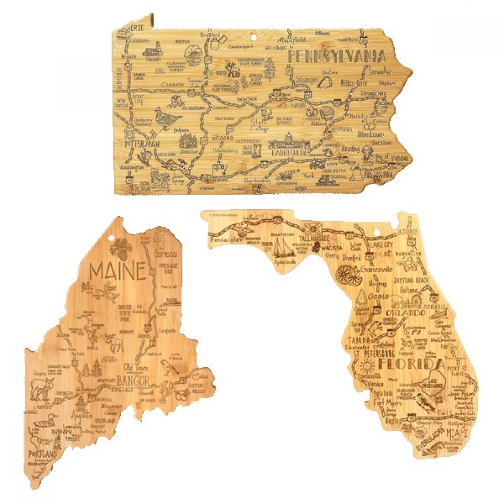 U.S. Destination Bamboo Cutting and Serving Boards Custom Imprinted
