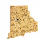 Rhode Island Shaped Wooden Cutting Board Logo Branded