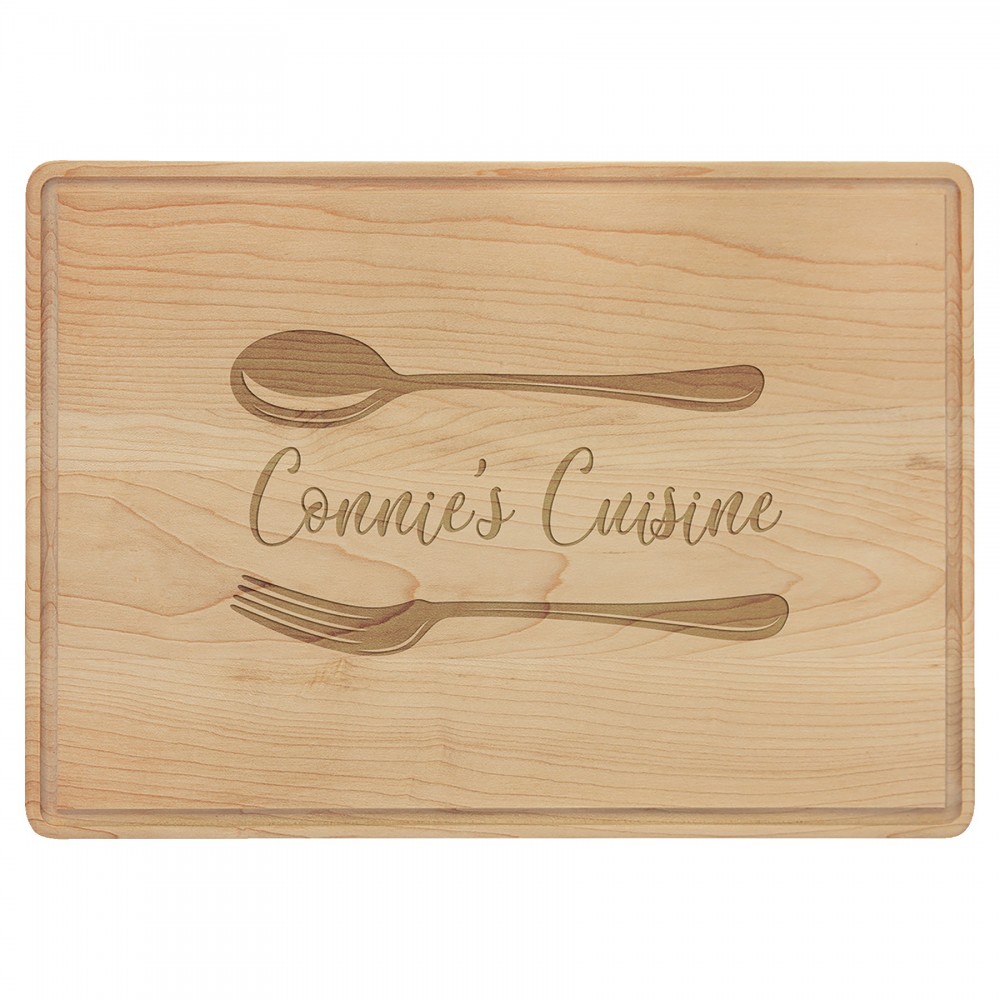 Logo Branded 9.75" x 13.75" Maple Wood Cutting Boards w/Drip Ring