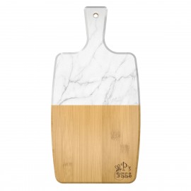 UV Print Faux Marble/Bamboo Paddle Cutting Board with Logo