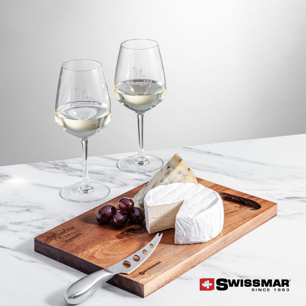 Promotional Swissmar Acacia Board & 2 Mandelay Wine