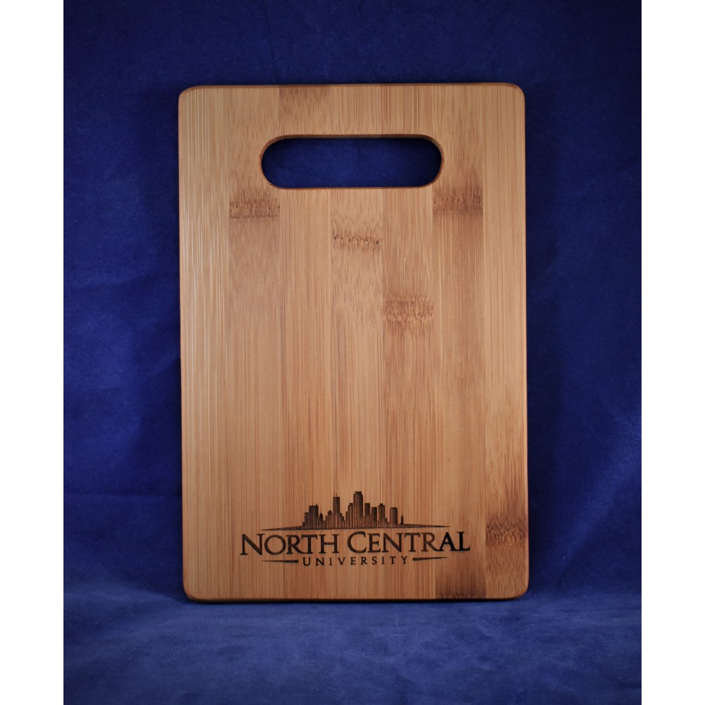 Logo Branded 0200B Bamboo board with handle 6 x 9 x .5" small