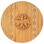 Round Bamboo Cutting Board with Butcher Block Inlay, 11 3/4" Logo Branded