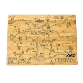 Colorado State Shaped Serving Cutting Board with Logo