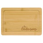 Logo Branded 6" x 9" Bamboo Wood Cutting Boards w/ Drip Ring
