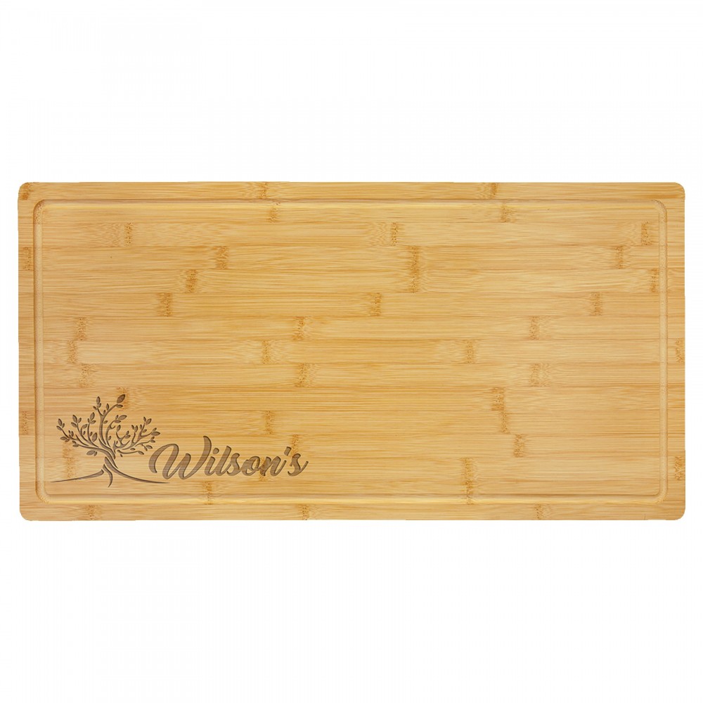Custom 12" x 23.75" Bamboo Wood Cutting Boards w/Drip Ring