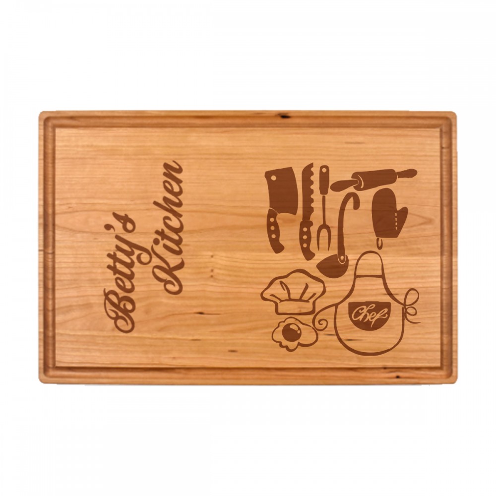 Customized 11" x 17" x 1" Cherry Cutting Board with Juice Groove