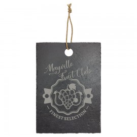 6" X 9" Rectangle Slate Cutting Board With Hanger String with Logo