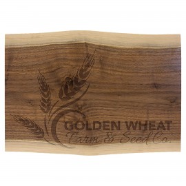 Black Walnut Cutting And Charcuterie 13 3/4" X 9 3/4" with Logo  Black Walnut Cutting And Charcuterie 13 3/4" X 9 3/4" with Logo