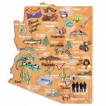 Custom Arizona State Shaped Cutting & Serving Board w/Artwork by Fish Kiss