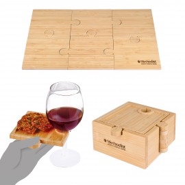 Logo Branded Bamboo Appetizer Plates/Charcuterie Board Set