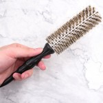 Custom Printed Wooden Handle Bristle Barrel Hairbrush