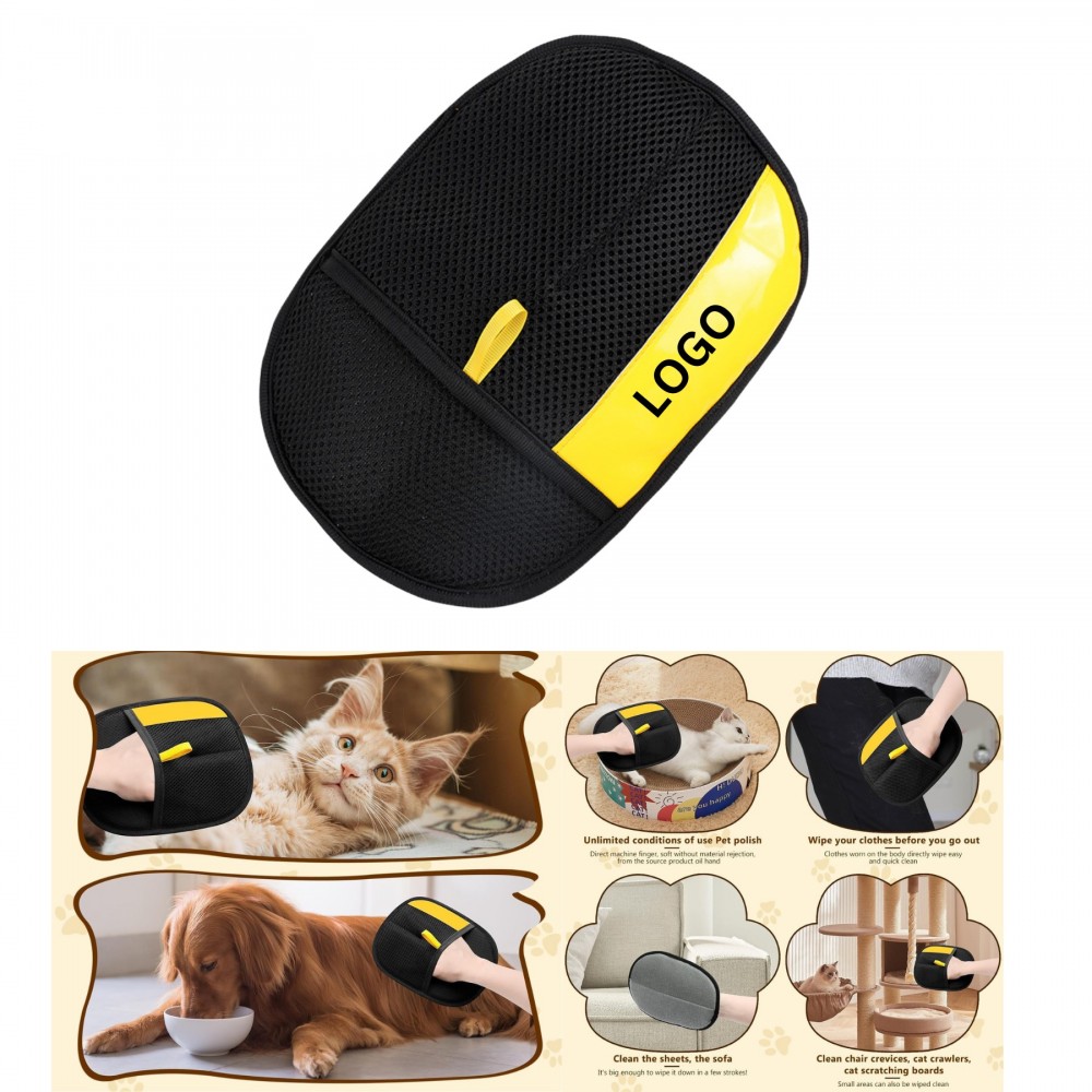 Logo Branded Pet Grooming & Lint Removal Mitt Pet Hair Removal Gloves