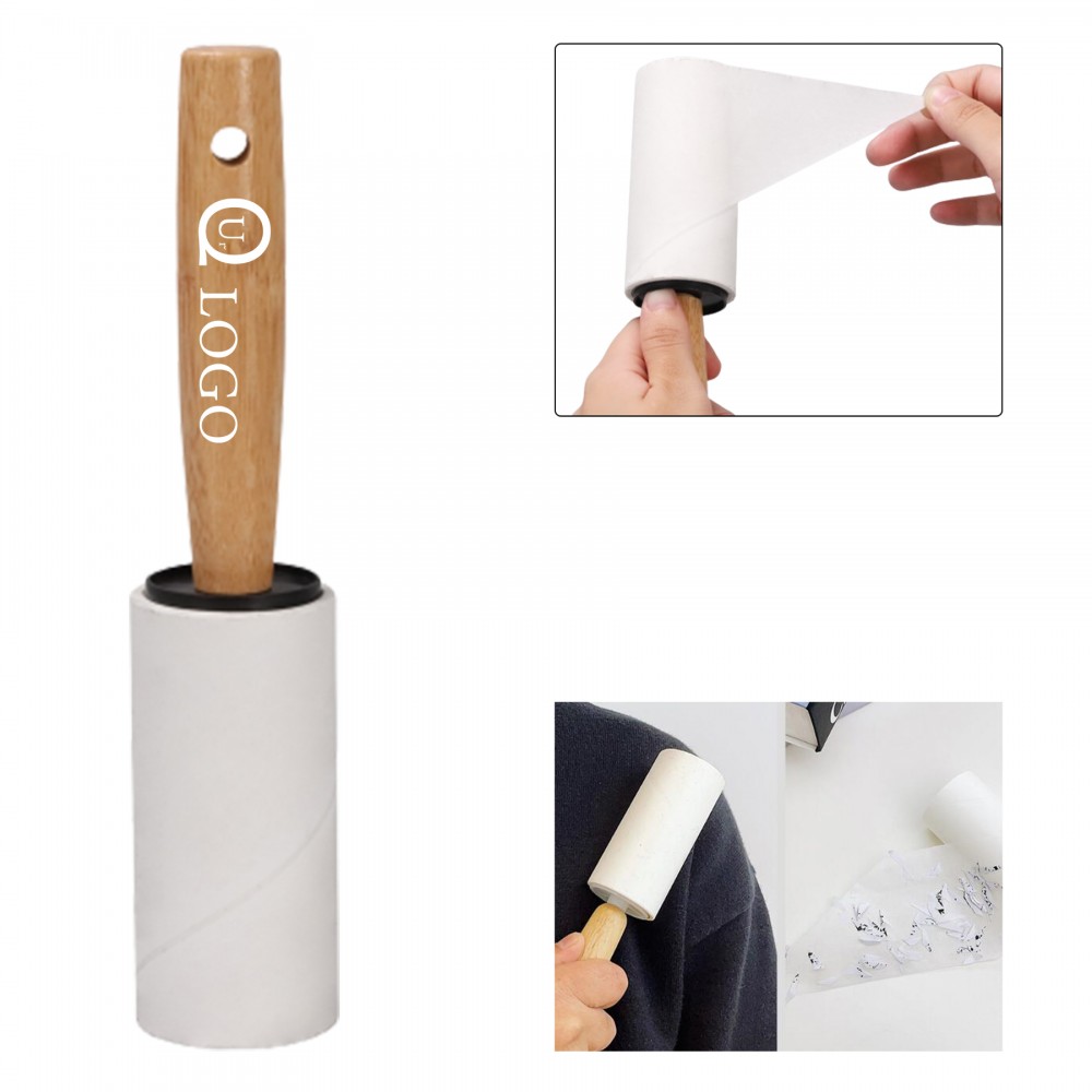 Wooden Handle Sticky Lint Roller Logo Branded Wooden Handle Sticky Lint Roller Logo Branded