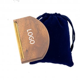 Logo Branded Walnut Wood Comb Lint Removers W/ Bag