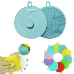 Logo Branded Suction Cup Round Silicone Dishwashing Brush Cleaning Brush