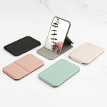 Customized PU Leather Stand Up Desktop Folding Makeup Mirror