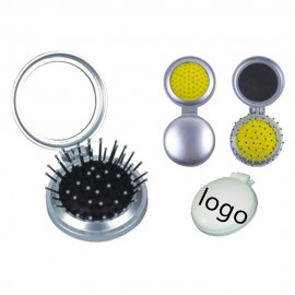 Customized Folding Round Hair Brush with Mirror