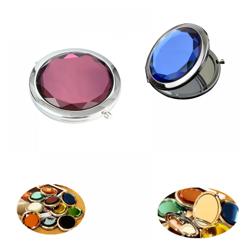 Logo Branded Crystal Folding Makeup Mirror Logo Branded Crystal Folding Makeup Mirror