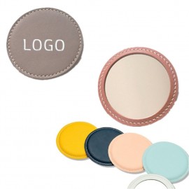 Round Shaped Make Up Mirror w/Leather Case Custom Printed  Round Shaped Make Up Mirror w/Leather Case Custom Printed