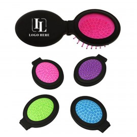 Logo Branded Oval Travel Folding Hair Comb w/Mirror  Logo Branded Oval Travel Folding Hair Comb w/Mirror