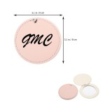 Small Pocket Round PU Leather Mirror with Logo