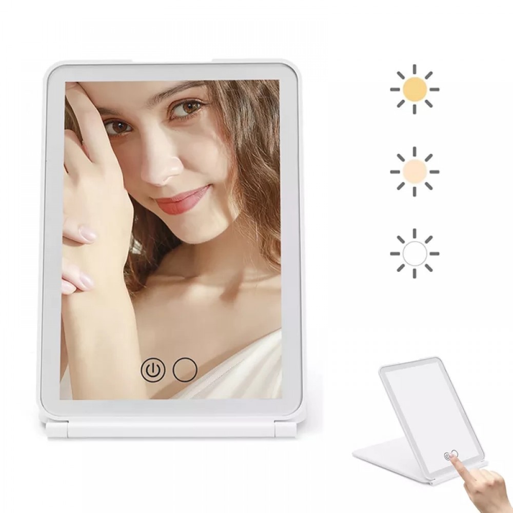 Personalized Foldable Rechargeable Mirror W/ Led Light